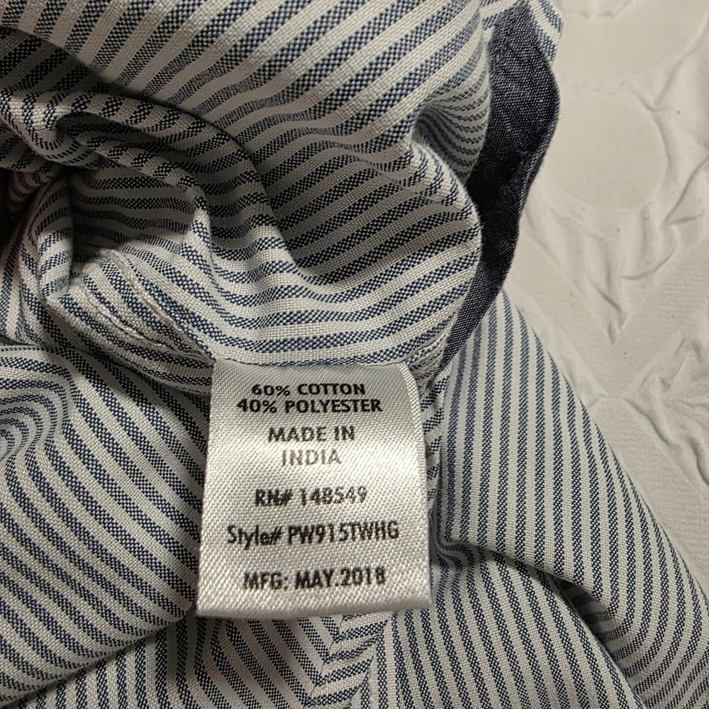 PD&C Men’s Blue White Striped Anchor Button Down Shirt Small Nautical - Picture 12 of 12